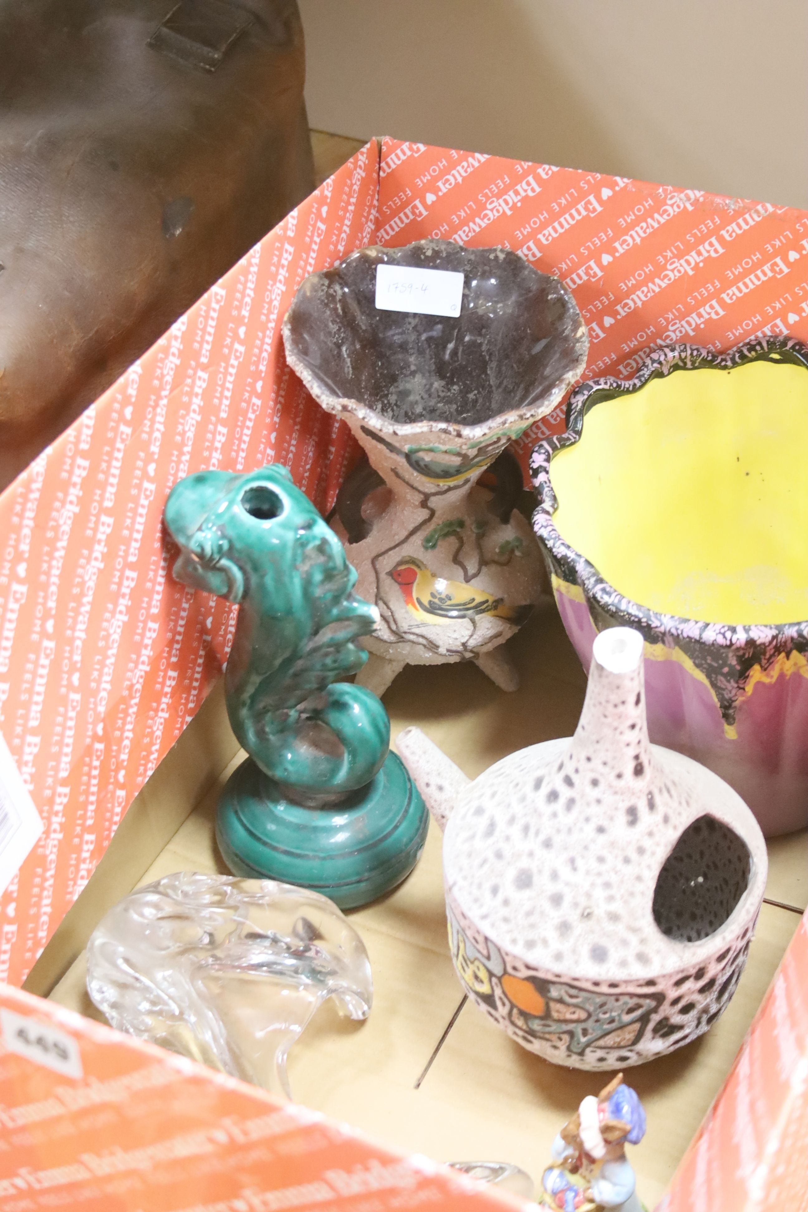 Mixed ceramics and glass including Bunnykins figure